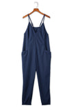 Textured Sleeveless V-Neck Pocketed Casual Jumpsuit