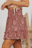 Applique Smocked Frill Trim Mini Skirt