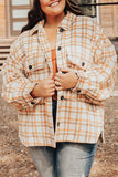 Plus Size Plaid Jacket with Flap Pockets