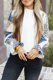 Leopard Color Block Ruffled Blouse