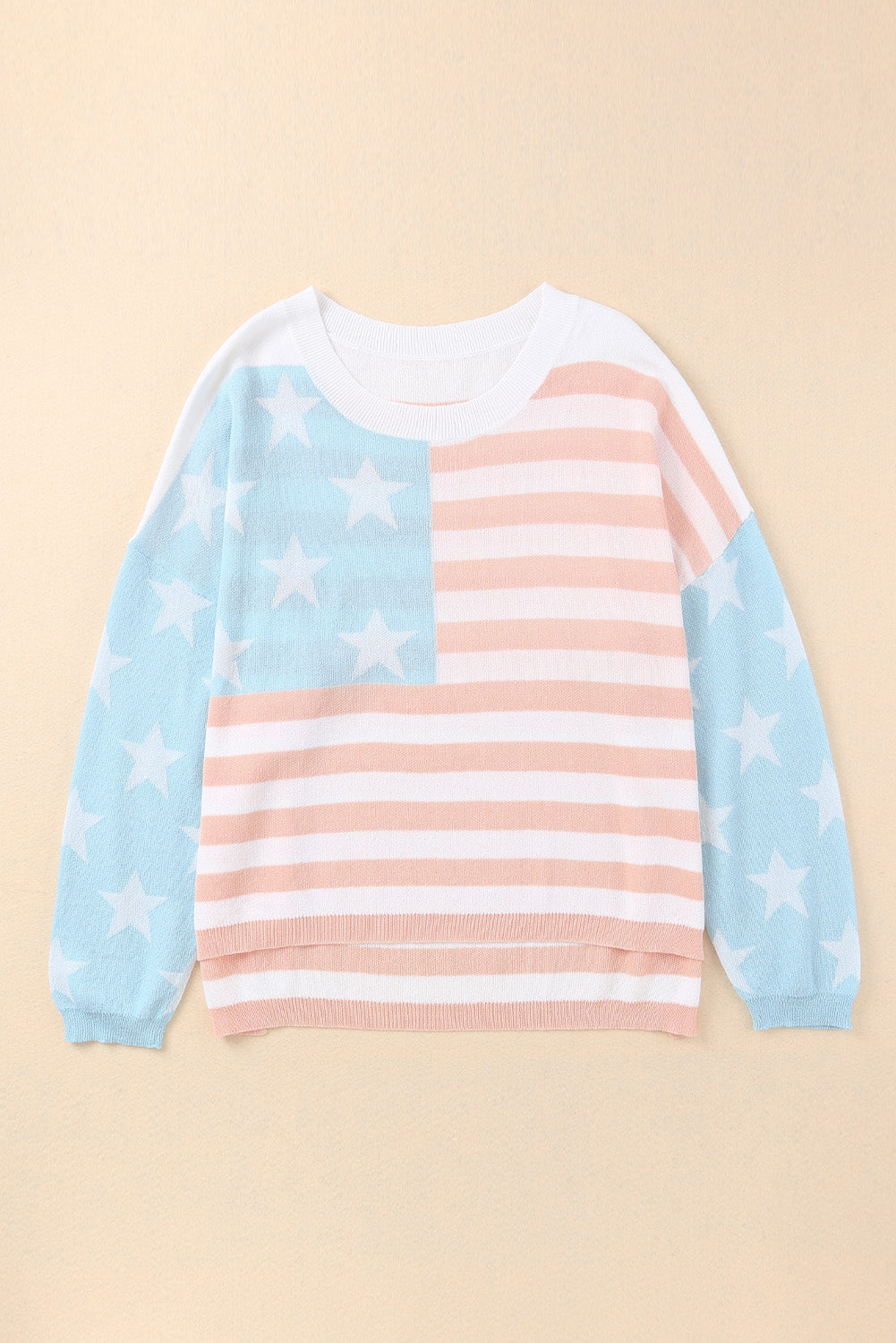 Blue US Flag Print Sweater