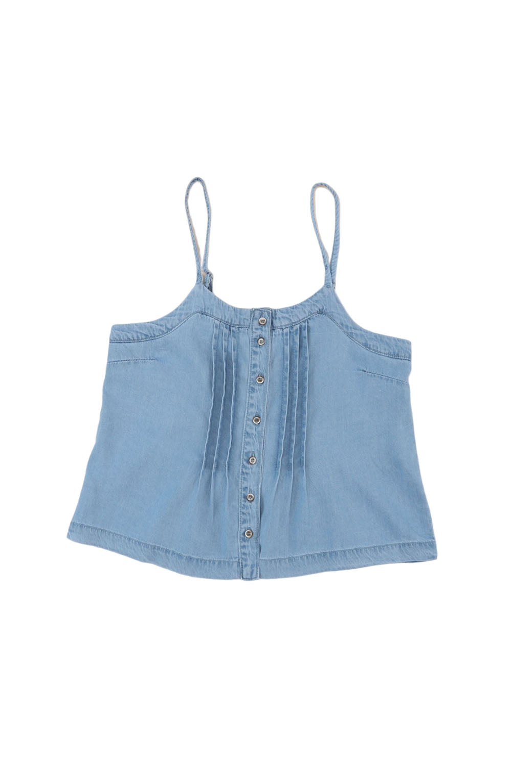 Pleated Buttons Denim Tank Top