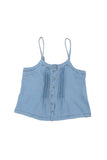 Pleated Buttons Denim Tank Top