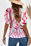 Blouse ample rose à imprimé pinceau abstrait