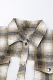 Plaid Patchwork Buttoned Pocket Sherpa Jacket