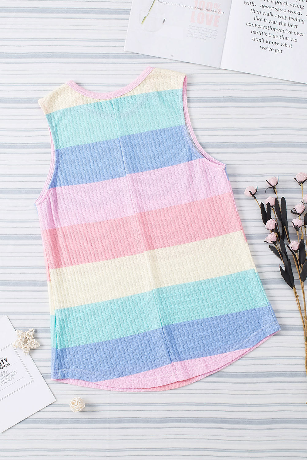 Multicolor Colorblock Knit Tank Top