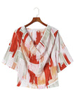 Abstract Print Kimono Sleeve Blouse