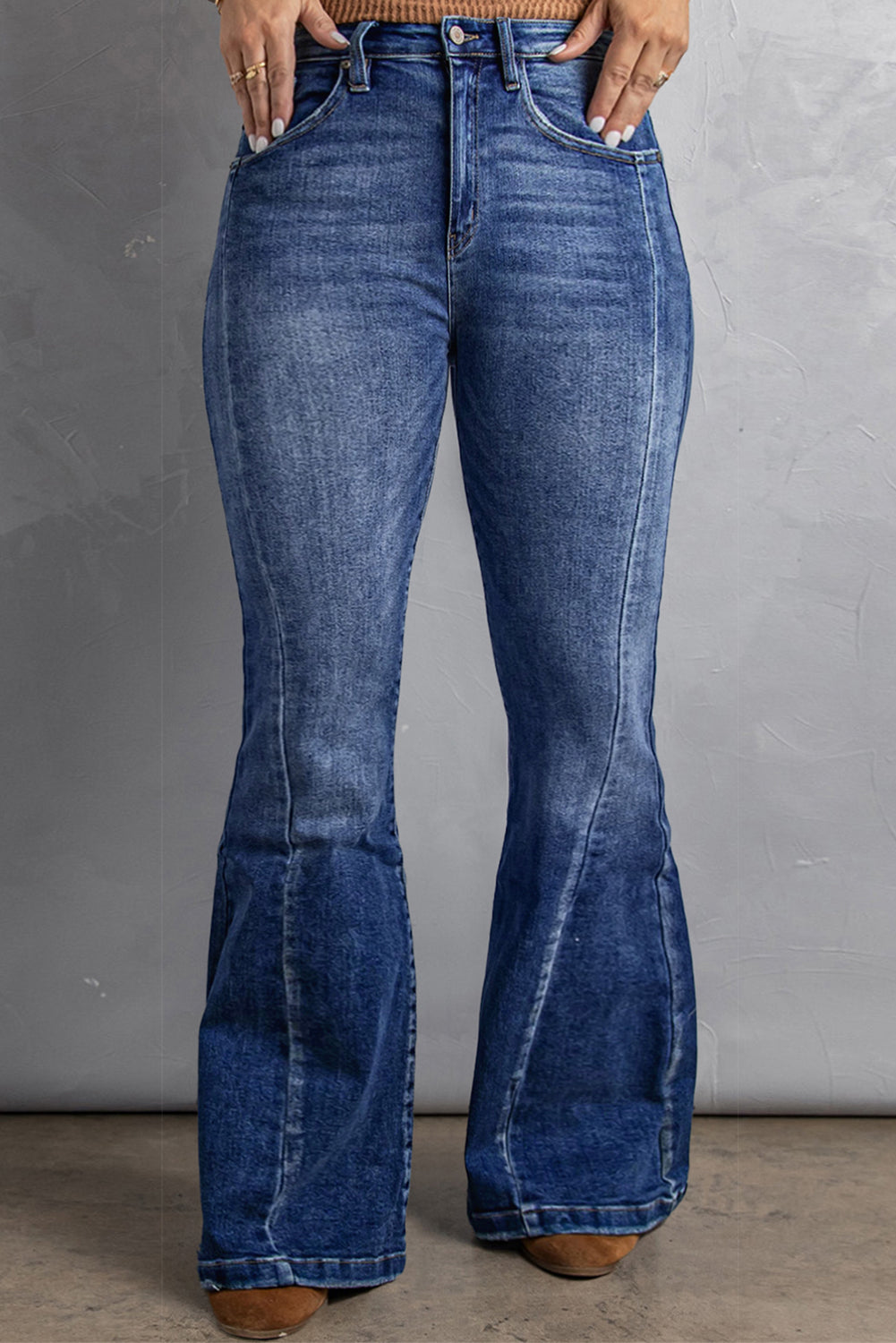 High Waist Flare Jeans with Pockets