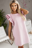 Round Neck Ruffle Shift Mini Dress