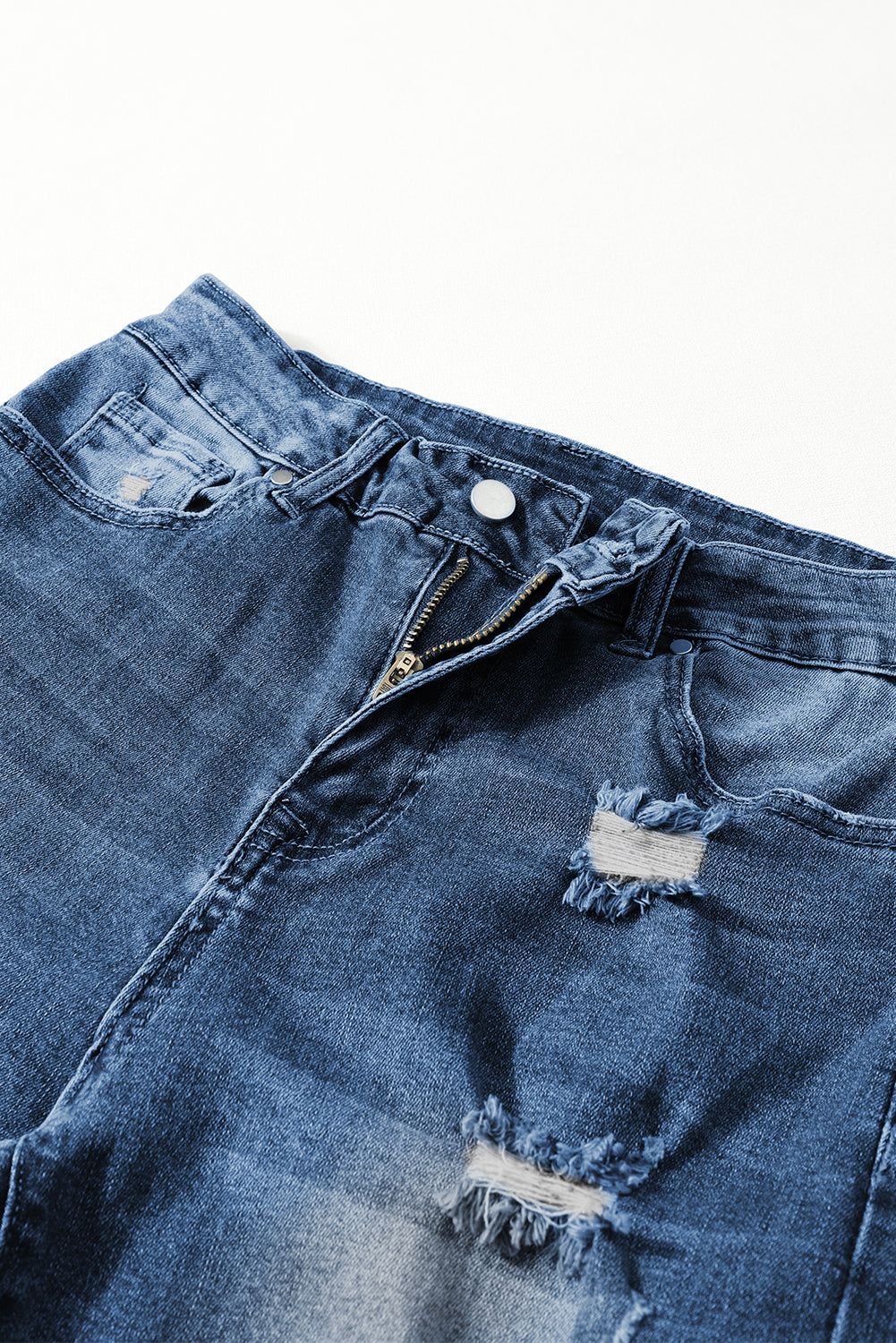 Jean boyfriend déchiré bleu vintage effet vieilli