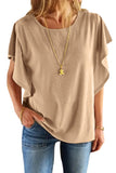 Ruffled Ribbed Knit Loose Top