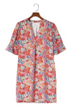 Ruffled Sleeves Abstract Print Shift Dress