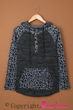 Color Block Leopard Long Sleeves Hoodie