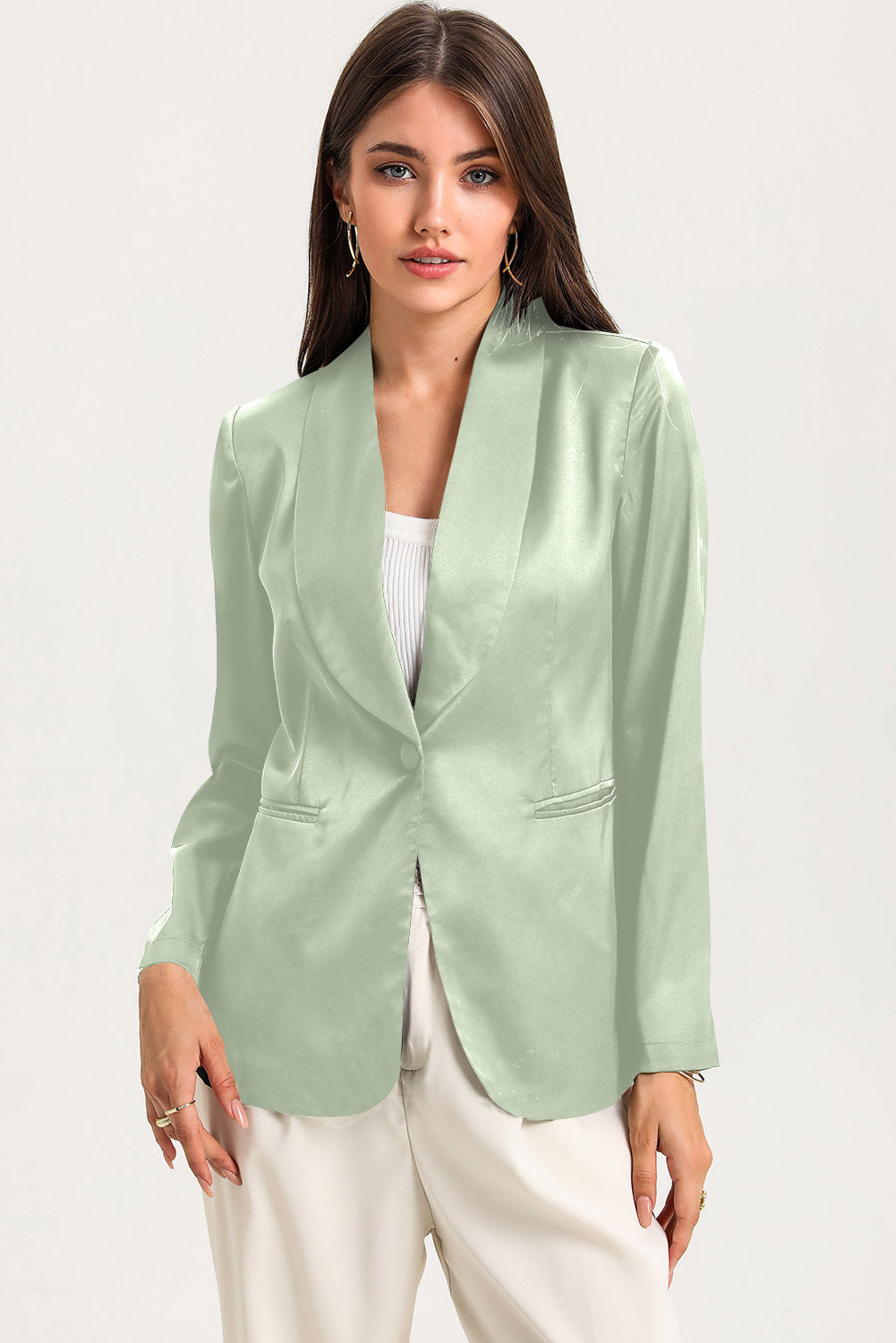 Collared Neck Single Breasted Blazer with Pockets