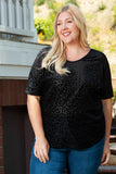 Plus Size Leopard Emboss V Neck Top