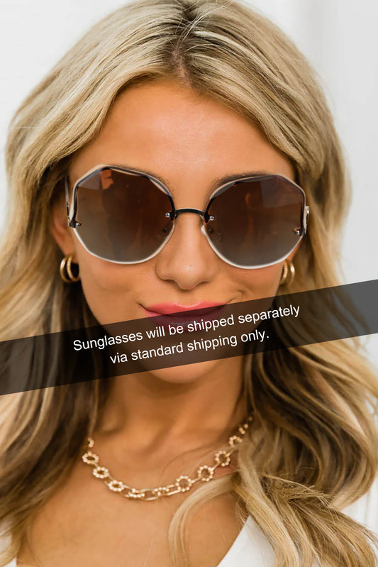 Rimless Geometric Frame Fashion Sunglasses