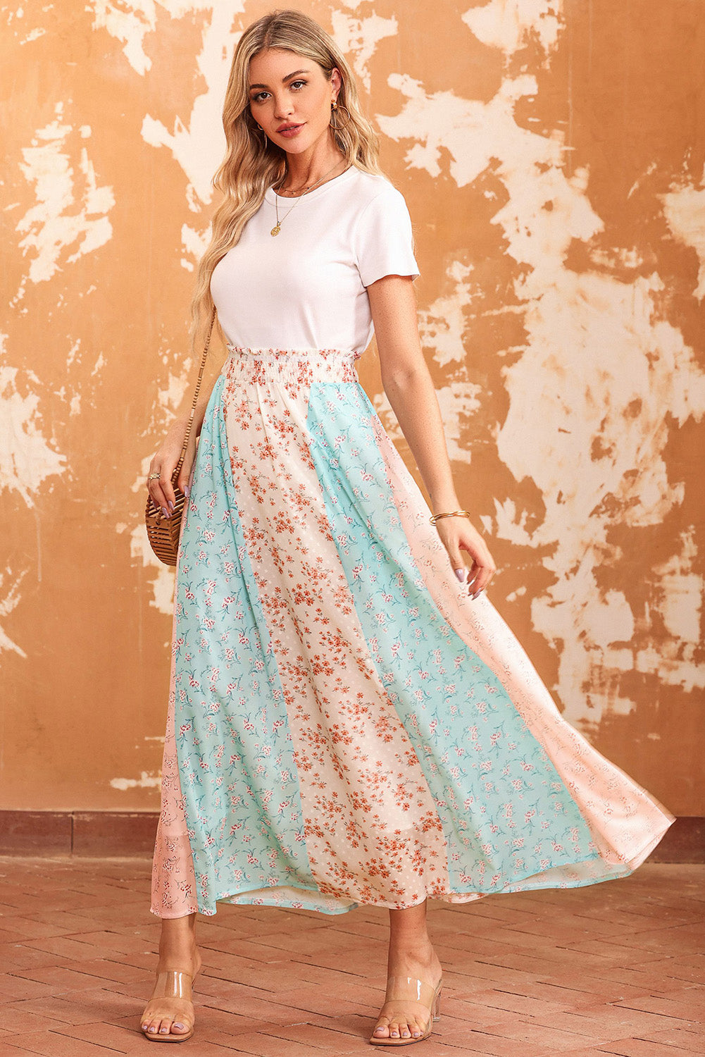 Multi Floral Print Maxi Skirt