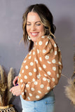 Plus Size Polka Dot Ruched Neckline Puff Sleeve Blouse