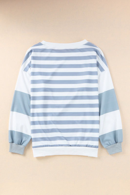 Stripe Drop Shoulder Striped Pullover Sweatshirt