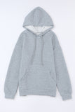 Khaki Quilted Kangaroo Pocket Drawstring Hoodie