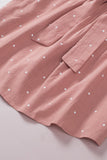 Blouse rose à manches bouffantes et imprimé à pois avec col carré et dos noué