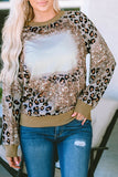 Leopard Print Bleached Long Sleeve Top