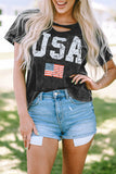 Distressed Tie-dye USA Flag Print T-shirt