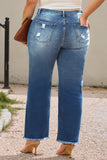 Plus Size Open Knee Distressed Jeans