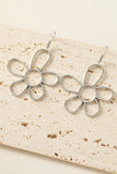 Silvery Alloy Hollowed Flower Hook Earrings