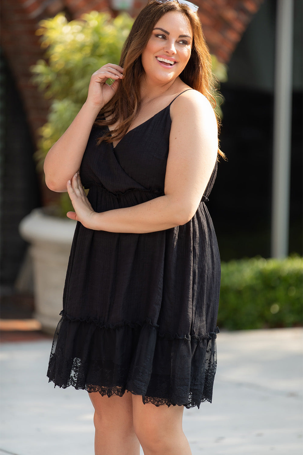 Lace Ruffle Hem Plus Size Flared Sundress