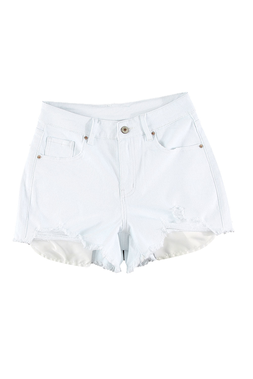 Short en jean effiloché blanc effet vieilli