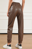 Leather Tie Waist Jogger Pants