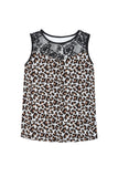 Plus Size Lace Splicing Print Tank Top