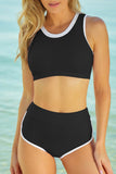 2pcs Contrast Trim Active Bikini Swimsuit