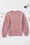 Subtle Heather Knit Bishop Sleeve Sweater