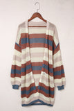 Striped Color Block Hollowed Knit Cardigan