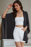 Lace Trim Ribbed Oversize Kimono