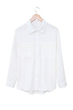 Solid Pocket Long Sleeve Button-up Shirt