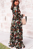 Multicolor Wild Lotus Ruffle Tiered Maxi Dress