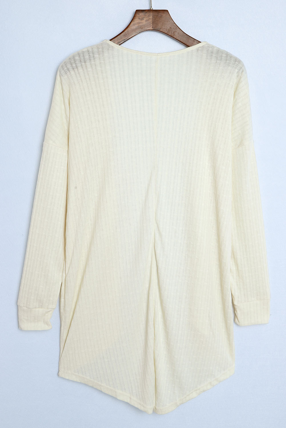 Open Front Rounded Hem Textured Knit Cardigan