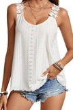 Solid Color Eyelets Floral Straps Tank Top