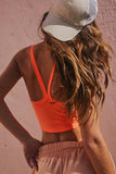 Grapefruit Orange Athletic Ribbed Cropped Cami Top