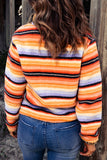 Striped Kangaroo Pocket Buttoned Sherpa Sweatshirt