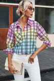 Tie Dye Plaid Button Up Shirt