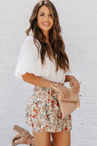 Smocked High Waist Ruffle Tiered Floral Skirt