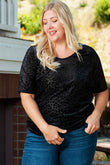 Plus Size Leopard Emboss V Neck Top