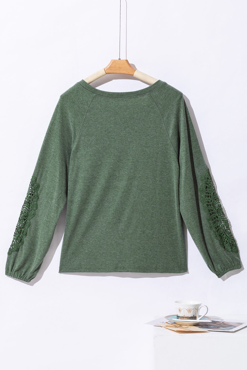 Crochet Lace Patch Raglan Sleeve Top