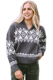 Western Geometric Printed Quarter Zip Pullover Sweater