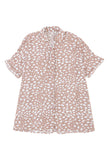 Leopard Printed Short Sleeves Twist Shirt