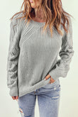 Hollow-out Puffy Sleeve Knit Sweater